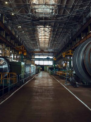 Turbine manufacturing factory interior, nobody